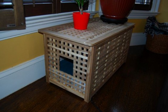 a pet bed and a plant stand in your balcony at the same time made of an IKEA Hol table