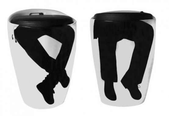 Funky Beat Hide Silhouette Stool With A Storage Space