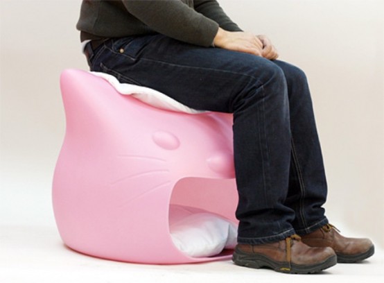 Funny Cat Bed And Stool In One