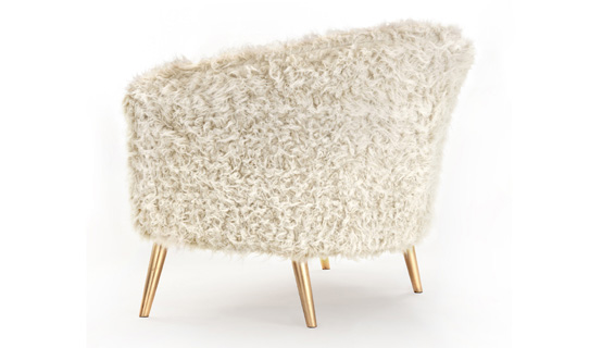 Fur Armchair With Golden Legs