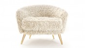 Fur Armchair With Golden Legs