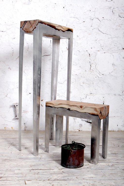 Futuristic Furniture Collection Of Molten Aluminum And Wood