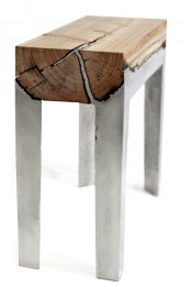 Futuristic Furniture Collection Of Molten Aluminum And Wood