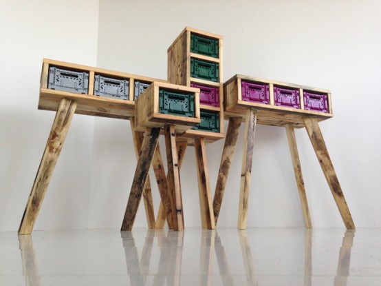 Futuristic Stiltboxes Furniture Of Recycled Materials