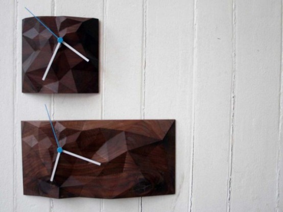 Geometric Block Clock From Walnut And Marple