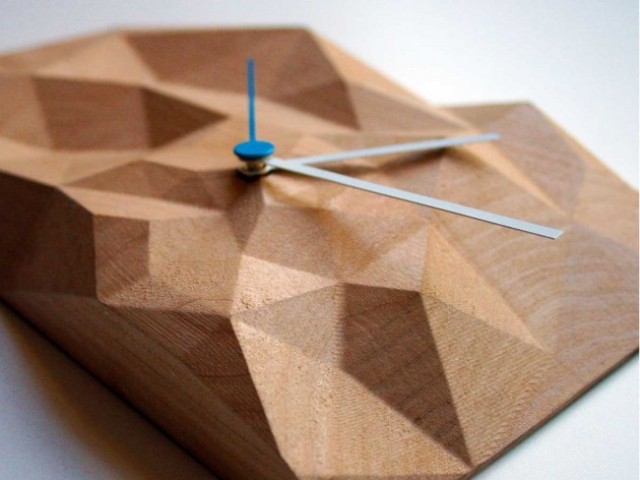 Geometric Block Clock From Walnut And Marple