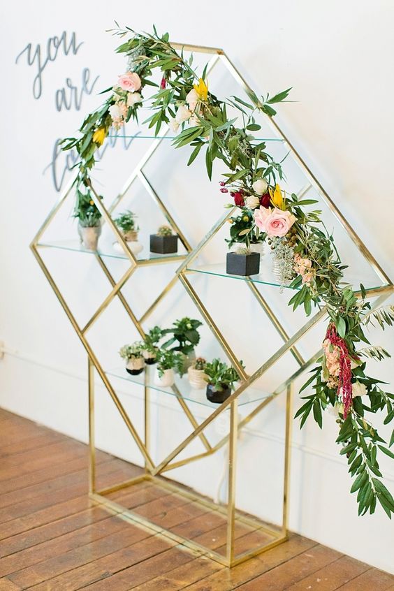 decor floral geometric pentru un duș modern pentru bebeluși