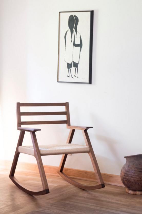 Giacomo Rocker Chair With Minimalist Design In White Oak