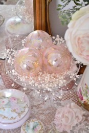 beautiful vintage pastel pink Christmas ornaments can decorate your tree or can be used for decorating together with beads and pearls