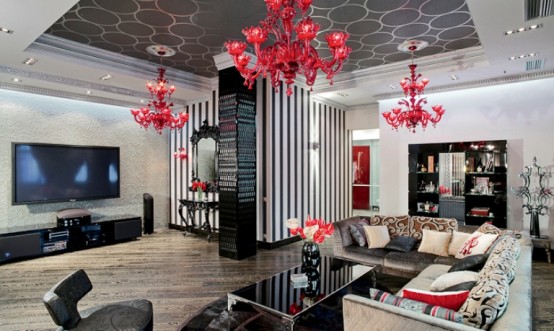 Glamour Apartment In Black And Red