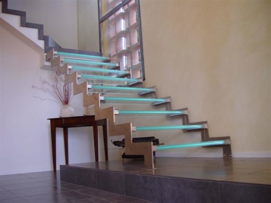 Glass Staircase With LEDs