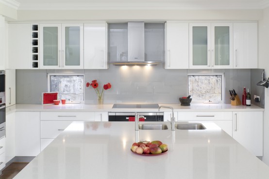 glossy white kitchen design