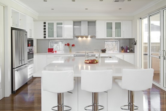 glossy white kitchen design
