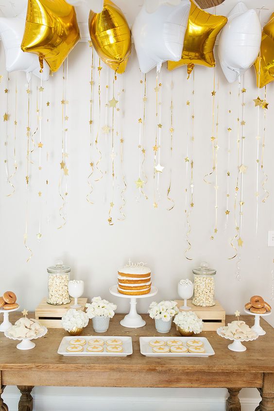 baby shower gold and white theme