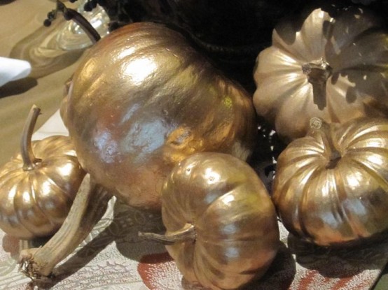 gilded faux vegetables are a timeless idea for Thanksgiving, they can be used for centerpieces and just arrangements