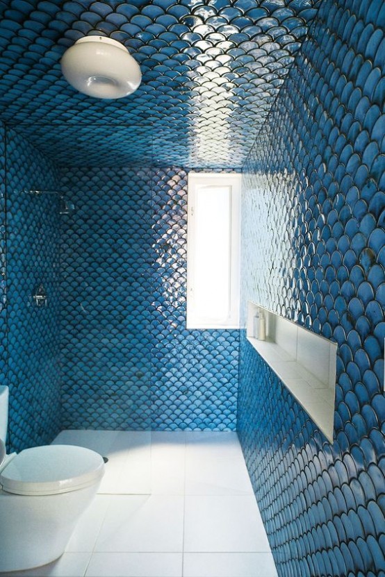 Gorgeous And Eye Catching Fish Scale Tiles Décor Ideas