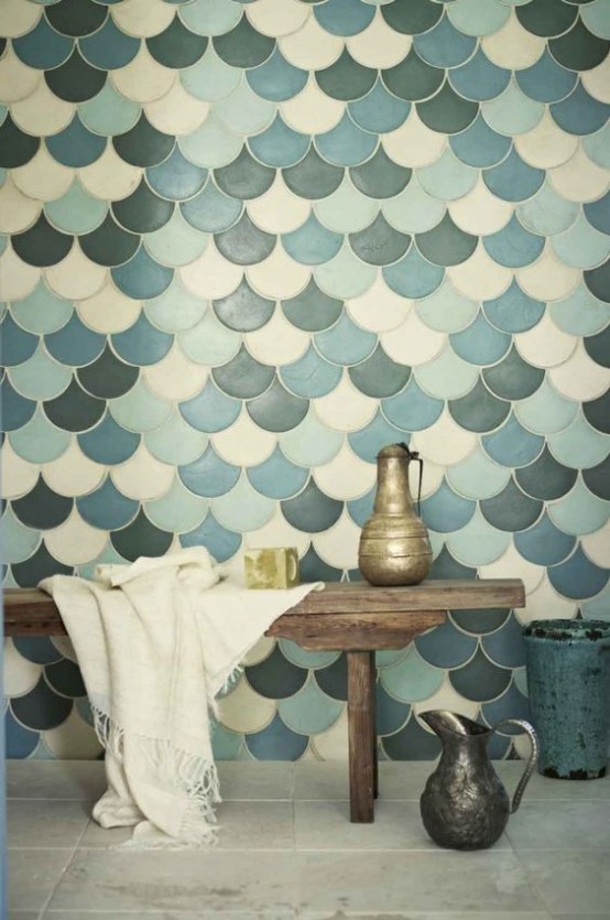 Gorgeous And Eye Catching Fish Scale Tiles Décor Ideas