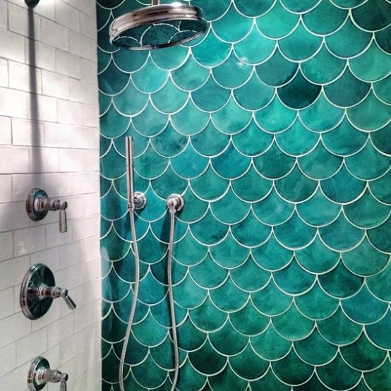 Gorgeous And Eye Catching Fish Scale Tiles Décor Ideas