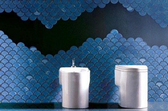 Gorgeous And Eye Catching Fish Scale Tiles Décor Ideas