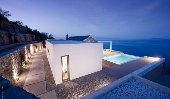 Gorgeous Seaside Villa Melana In White Stone