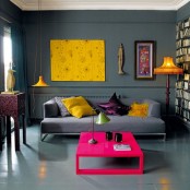 Gray Living Room With Bright Accents