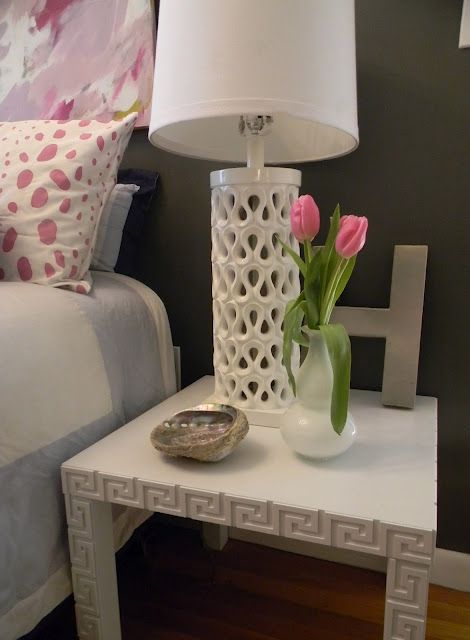 a white IKEA Lack table with an inlay makeover as a catchy and bold nightstand in your bedroom is a great idea