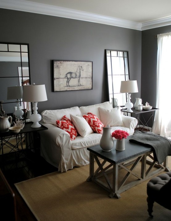 30 Grey And Coral Home Décor Ideas - DigsDigs