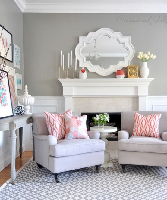 45 Grey  And Coral Home  D cor Ideas  DigsDigs