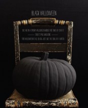 a large matte black pumpkin is a fantastic idea for Halloween – it doesn’t require any special decor
