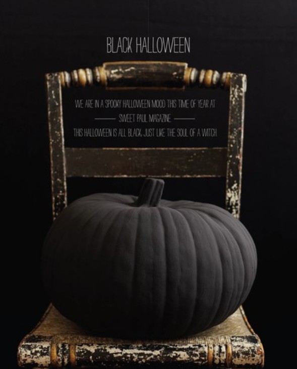a large matte black pumpkin is a fantastic idea for Halloween   it doesn't require any special decor