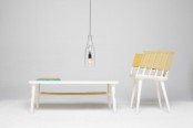 Hammock Table And Dowel Chair Decorated With Bright Fabric