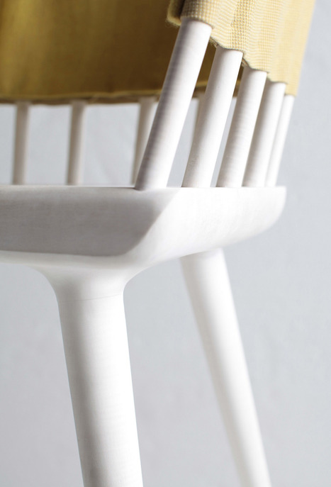 Hammock Table And Dowel Chair Decorated With Bright Fabric