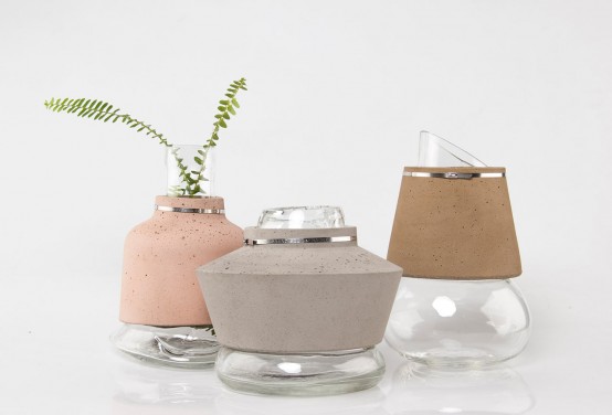 Harmonious Combo 100sand Vases From Glass Concrete And Sand