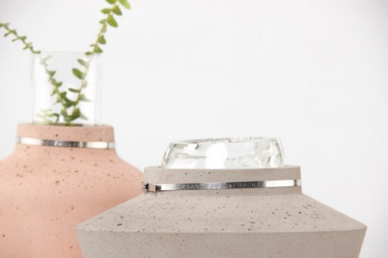 Harmonious Combo 100sand Vases From Glass Concrete And Sand