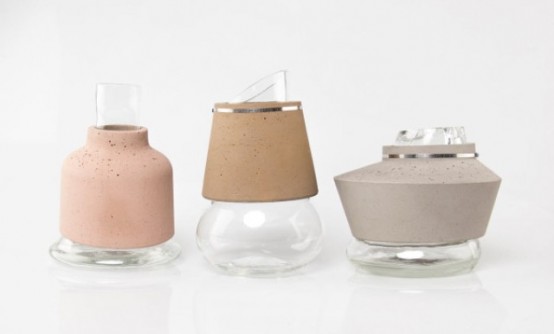 Harmonious Combo 100sand Vases From Glass Concrete And Sand