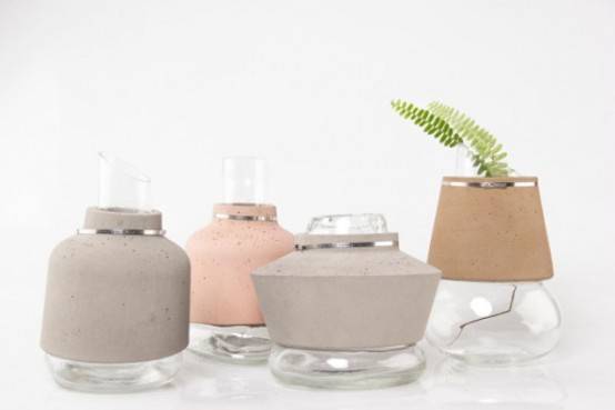Harmonious Combo 100sand Vases From Glass Concrete And Sand