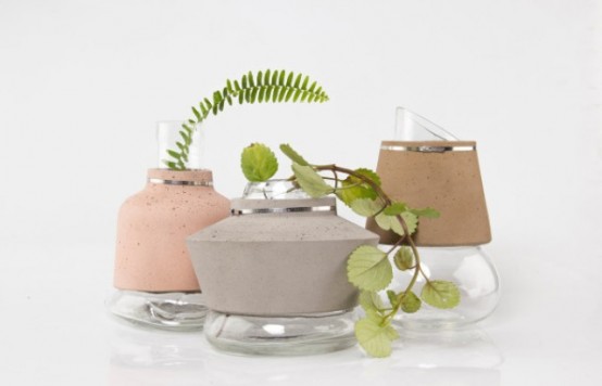 Harmonious Combo 100sand Vases From Glass Concrete And Sand