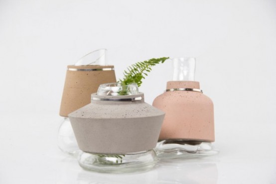 Harmonious Combo 100sand Vases From Glass Concrete And Sand