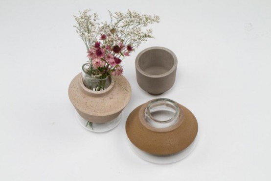 Harmonious Combo 100sand Vases From Glass Concrete And Sand