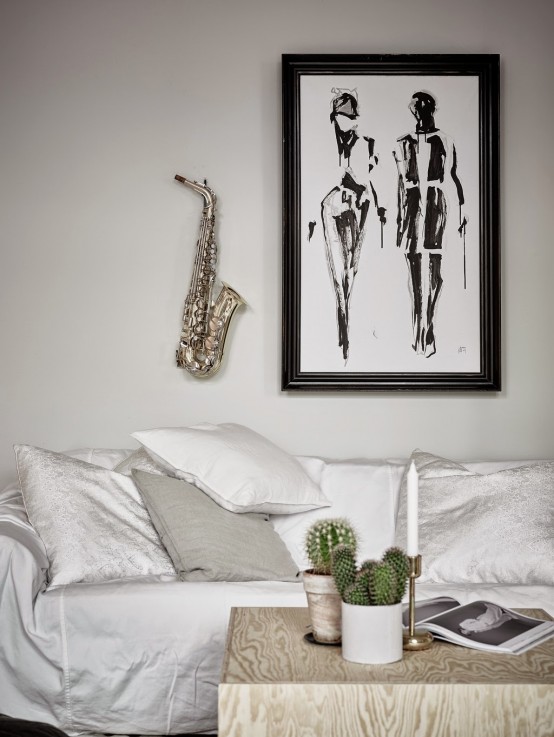 Harmonious Scandinavian Apartment With Musical Instruments In Decor