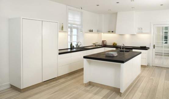 High Gloss White With Wenge Kitchen