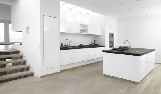 High Gloss White With Wenge Kitchen
