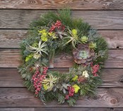 Holiday Wreath With Living Plants