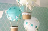 hot air balloons  for a boy baby shower