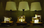 House Lamp With Wooden House Models