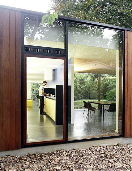 House With Large Glazing And Very Old Pine Tree On Site