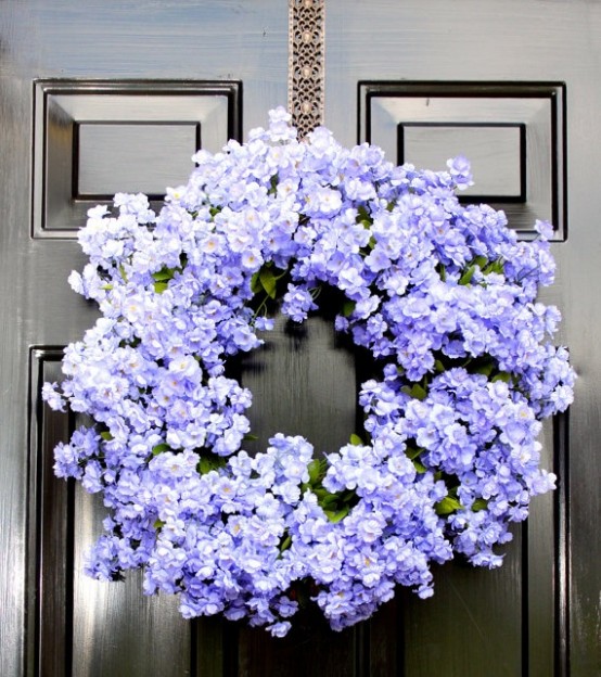 a super colorful purple bloom wreath will make your front door feel like summer, bold and bright
