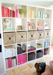 an IKEA Expedit shelving unit finished with some drawers is a perfect idea for storing various stuff