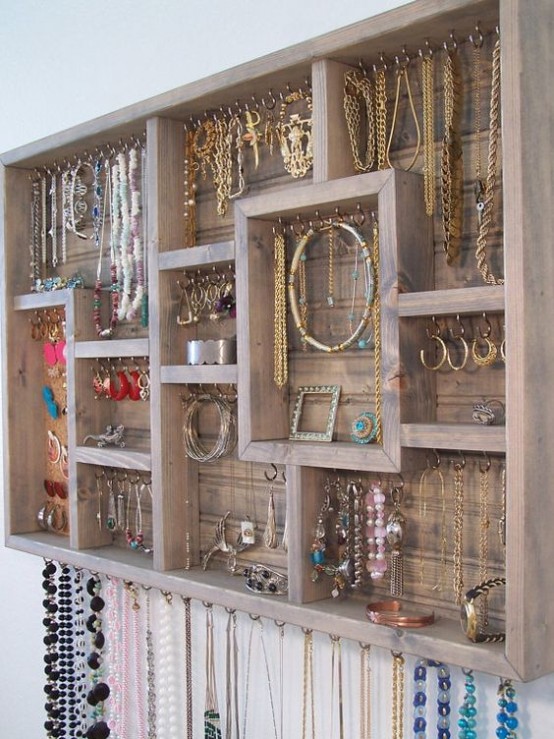 how to organize your jewelry in a comfy way: 40 ideas