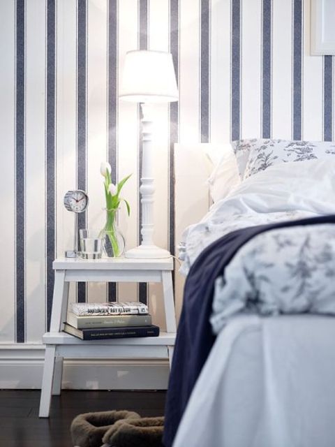 All-white IKEA Bekvam as a bedside table